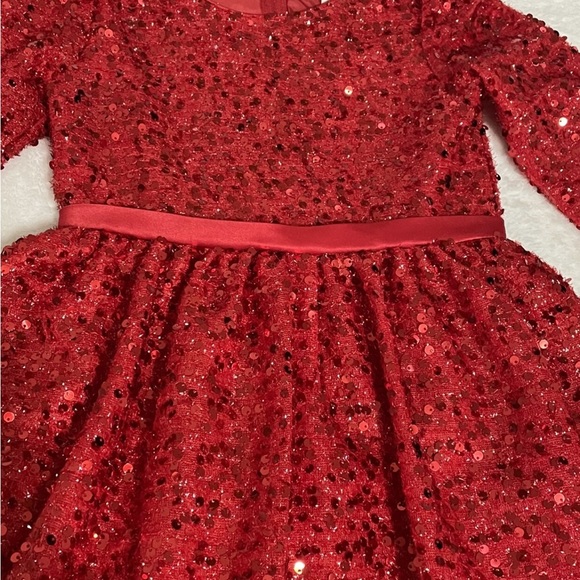 Toddler Girls Long Sleeve All-Over Sequin with Back Bow Social Dress **NWT** - Picture 2 of 4